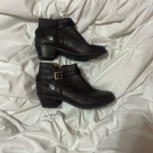 Vionic Black Ankle Booties with Buckle Detail